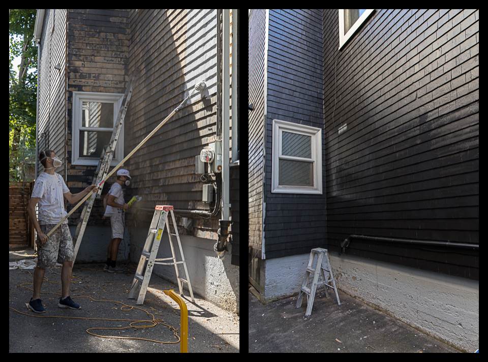 Professional painting company staining wood siding in Halifax, NS